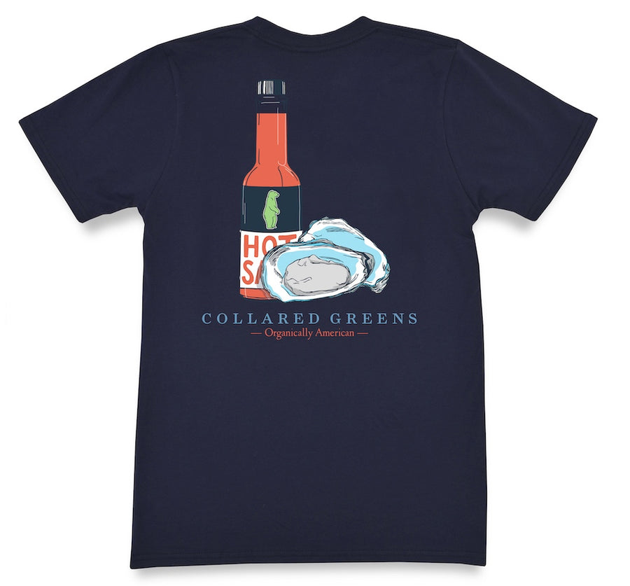 Oysters and Hot Sauce: Short Sleeve T-Shirt - Navy