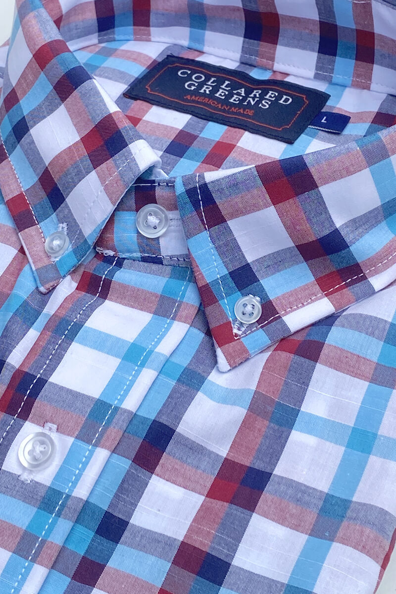 pink checkered button down shirt