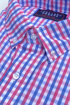 Angier: Brookline Button Down Shirt - Blue/Red