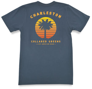 Vintage Sunset: Short Sleeve T-Shirt - Steel Blue