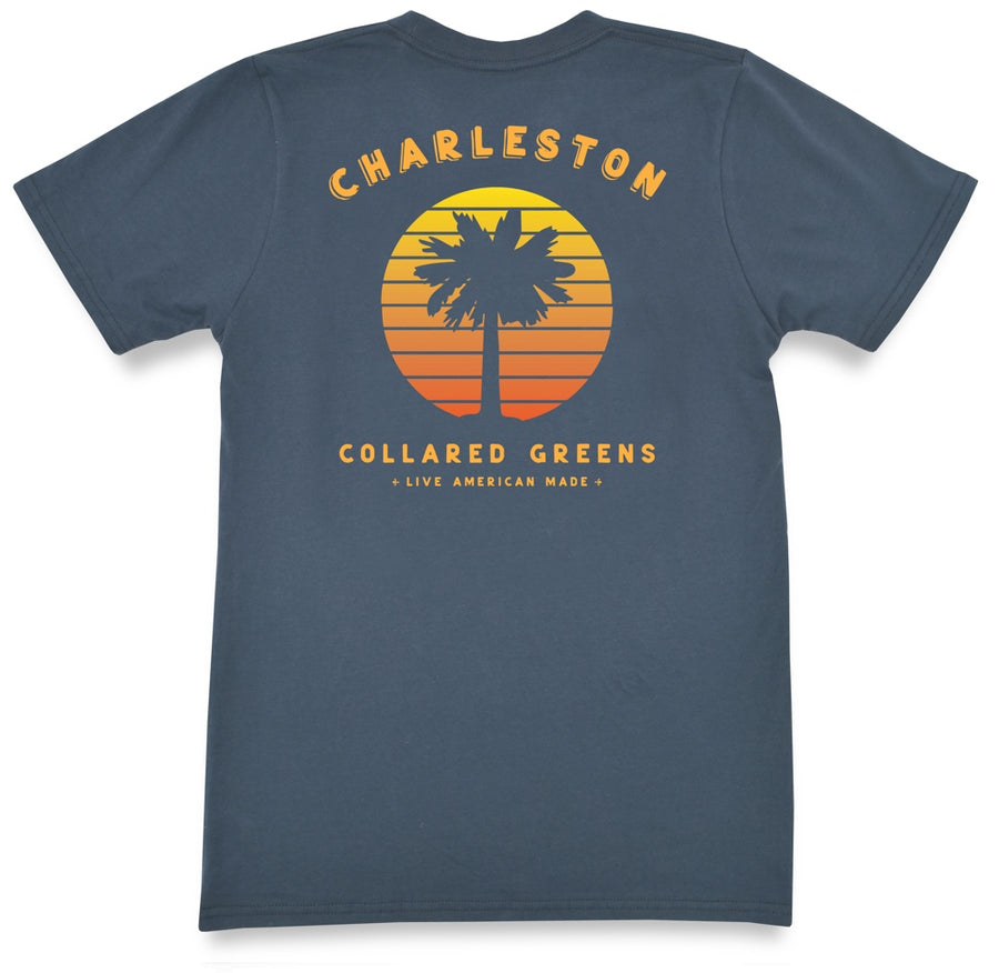 Vintage Sunset: Short Sleeve T-Shirt - Steel Blue
