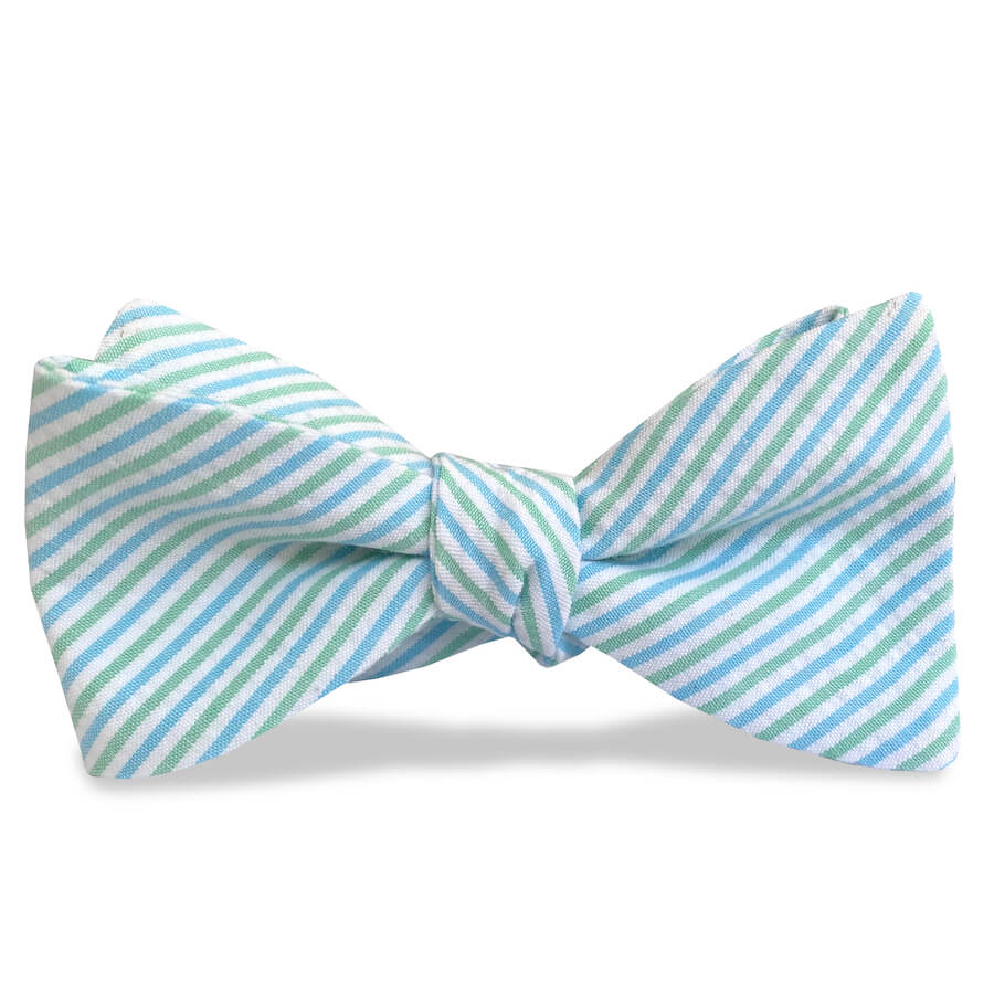 Seersucker: Carolina Cotton Bow - Blue/Green