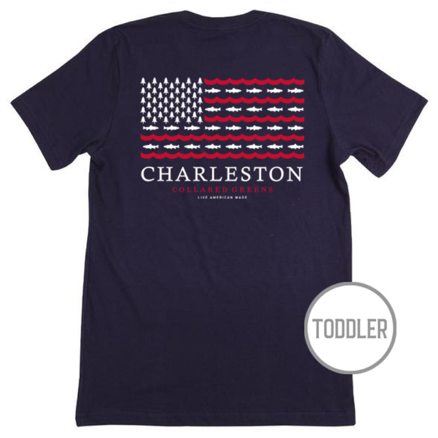 Trout Flag: Toddler Short Sleeve T-Shirt - Navy
