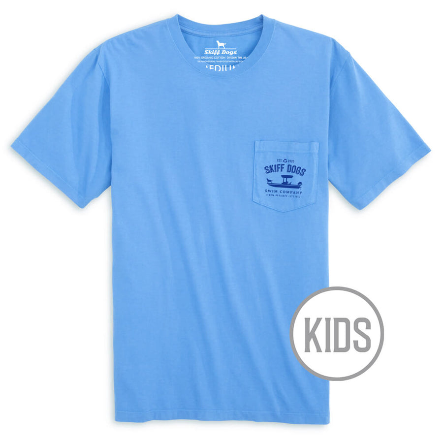 Skiff Dogs Hometown: Kid's Short Sleeve T-Shirt - Azure/Dark Blue