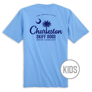 Skiff Dogs Hometown: Kid's Short Sleeve T-Shirt - Azure/Dark Blue