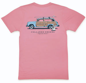 Beach Bound Bulldog: Short Sleeve T-Shirt - Pink