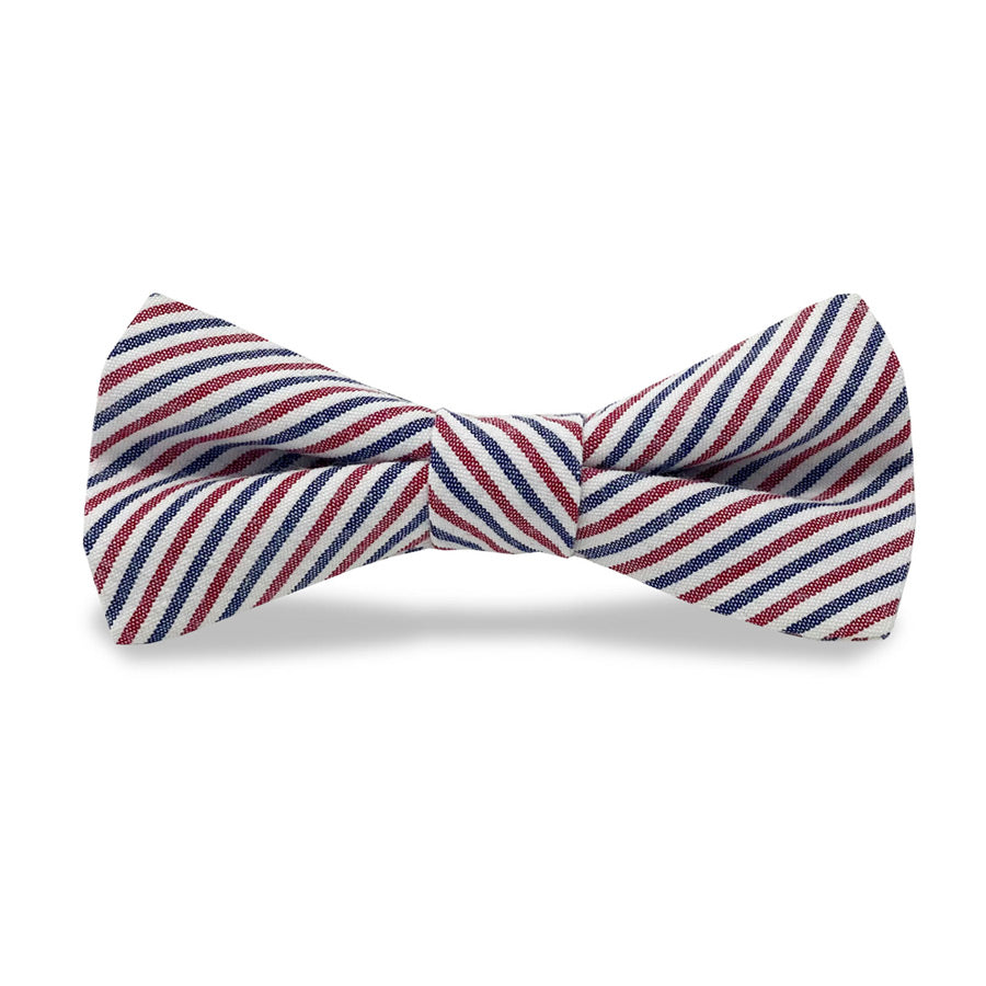 Seersucker: Boy's Carolina Cotton Bow Tie - Red, White, and Blue