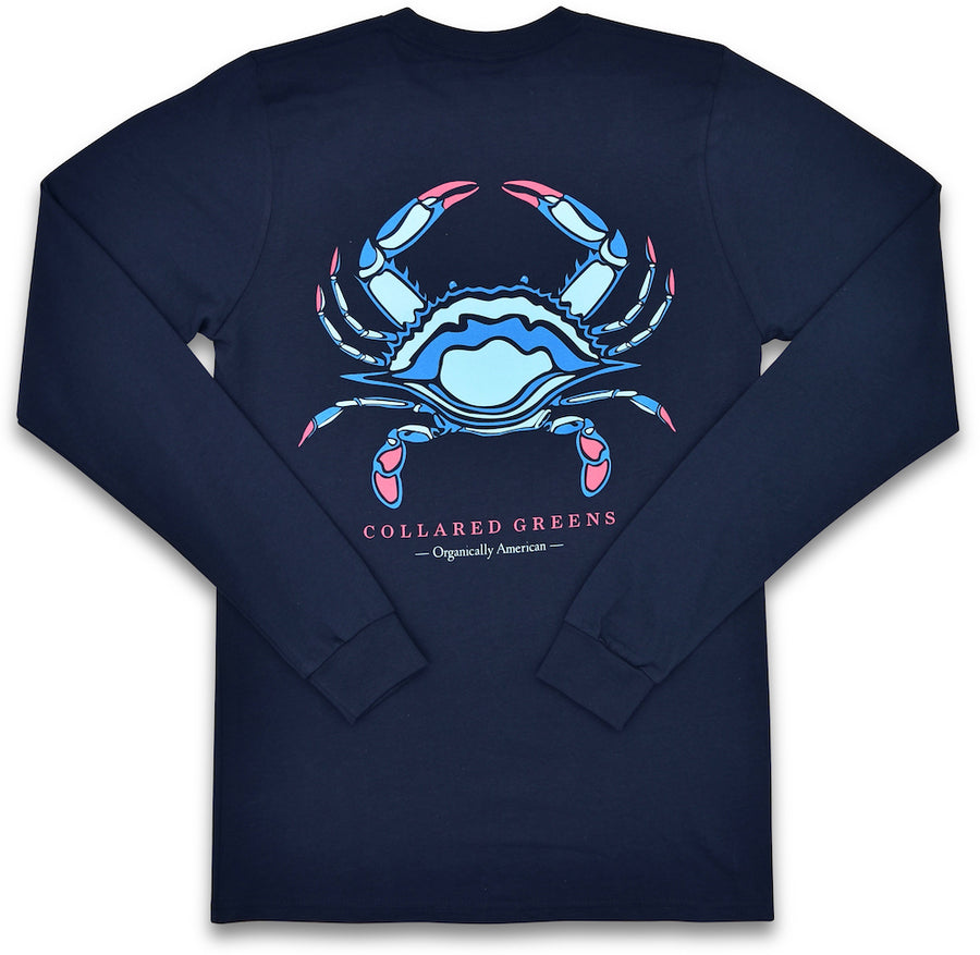 Blue Crab: Long Sleeve T-Shirt - Navy