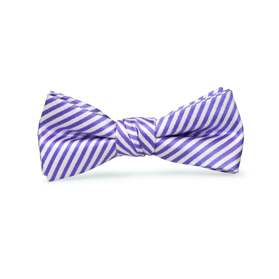 Signature Stripe Boys Bow Tie Purple Collared Greens