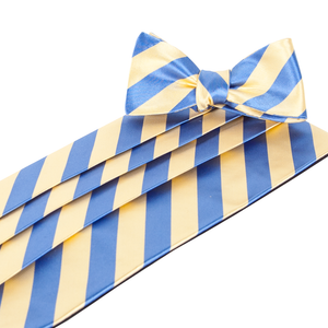 Makers Yellow/Blue Cummerbund & Bow Tie Set Cummerbund Sets - Collared Greens American Made