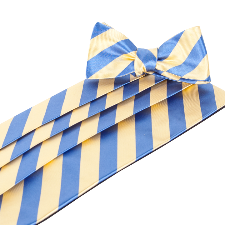 Makers Yellow/Blue Cummerbund & Bow Tie Set Cummerbund Sets - Collared Greens American Made