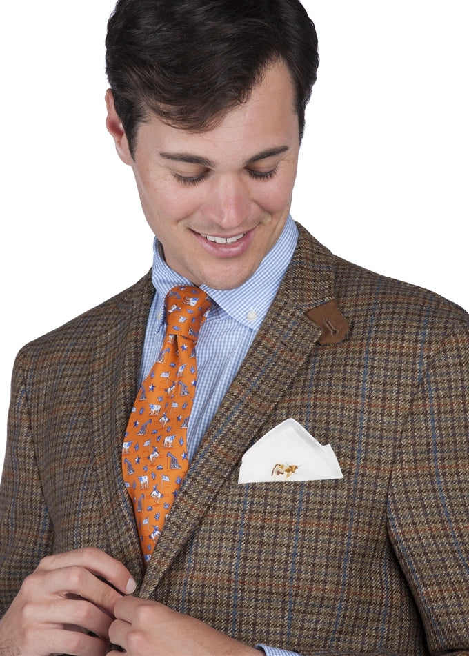 Buck Head: White Linen Pocket Square