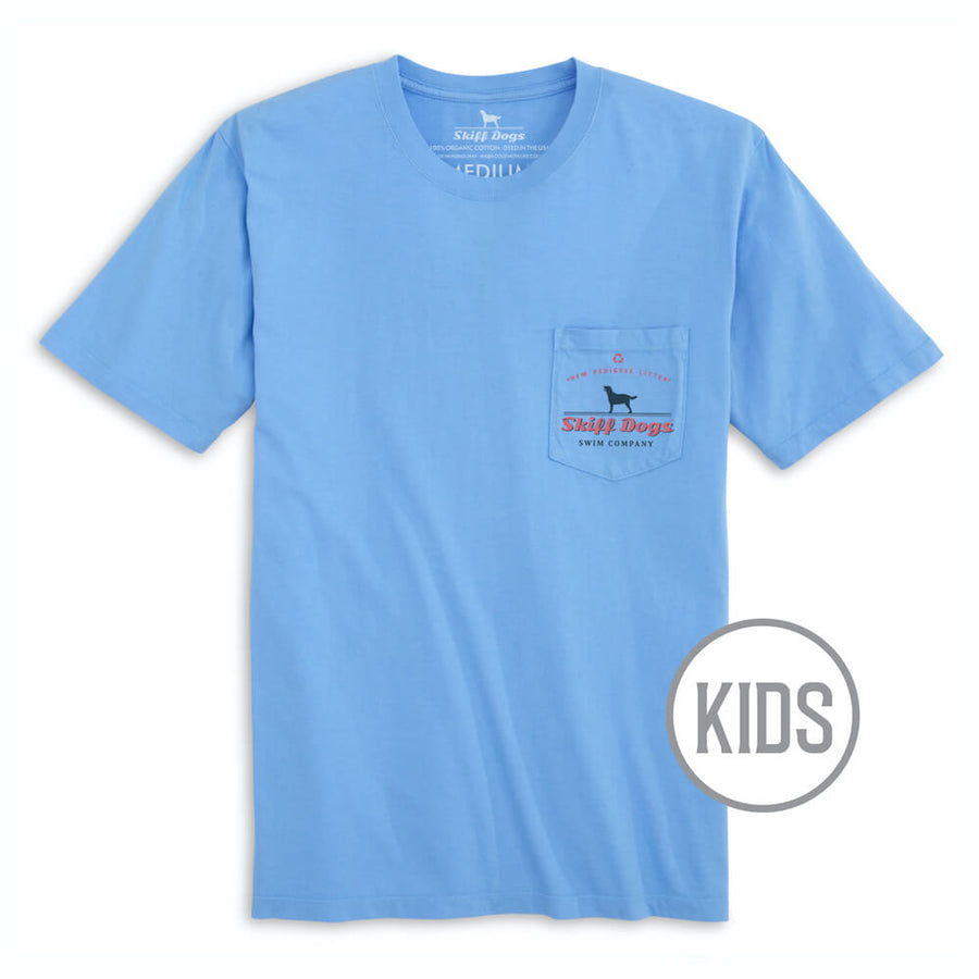 Skiff Dogs: Kid's Short Sleeve T-Shirt - Light Blue