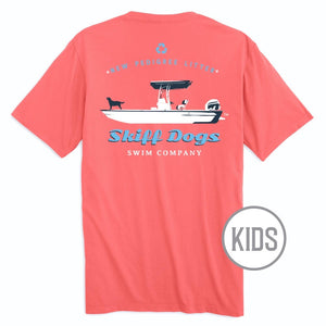 Skiff Dogs: Kid's Short Sleeve T-Shirt - Coral