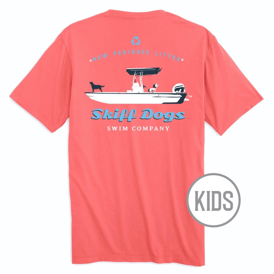 Skiff Dogs: Kid's Short Sleeve T-Shirt - Coral
