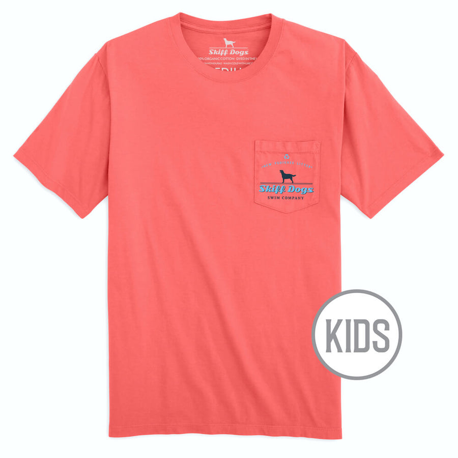 Skiff Dogs: Kid's Short Sleeve T-Shirt - Coral