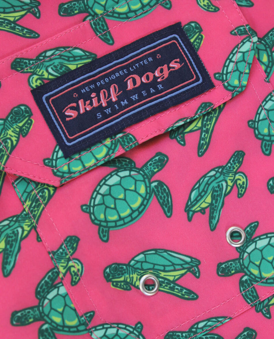 Turtle Tour: Kid's Swim Trunks - Coral