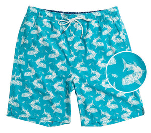 Tarpon Travels: Swim Trunks - Aquamarine