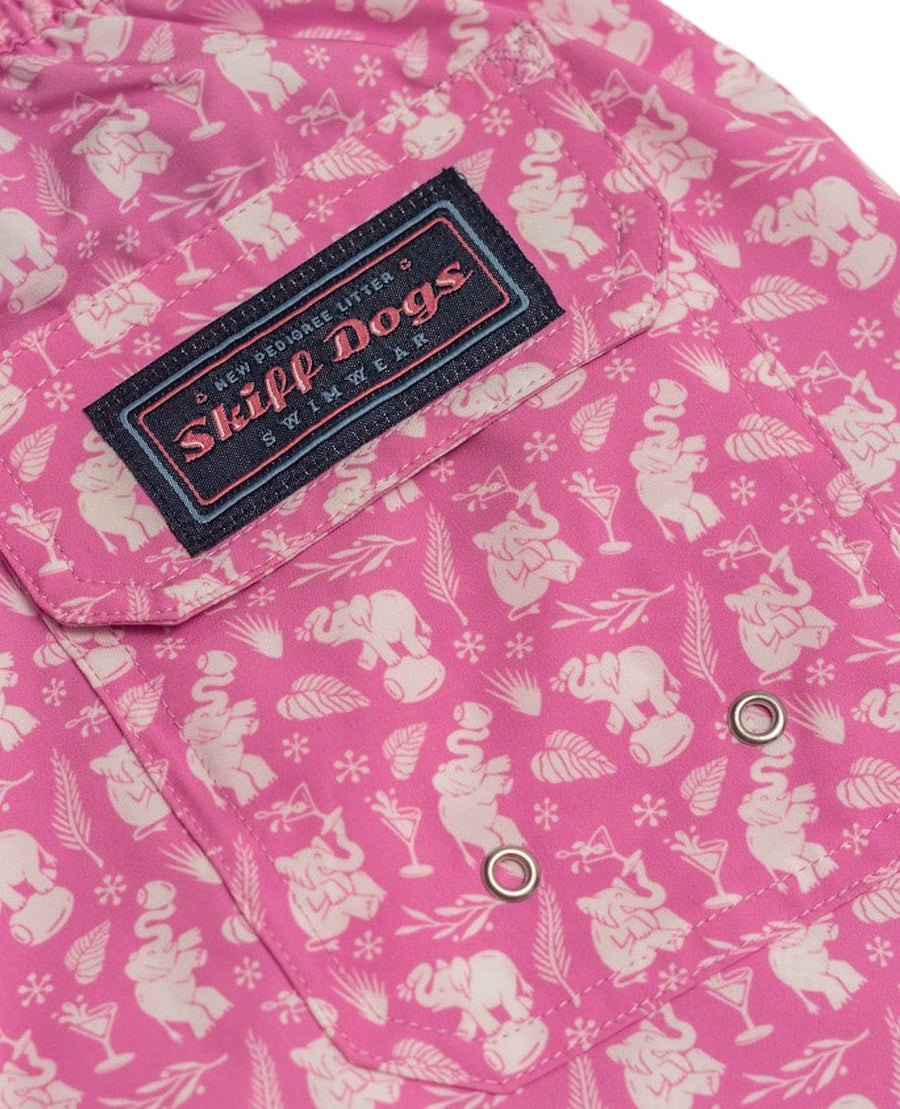 Pink Elephants: Swim Trunks - Pink