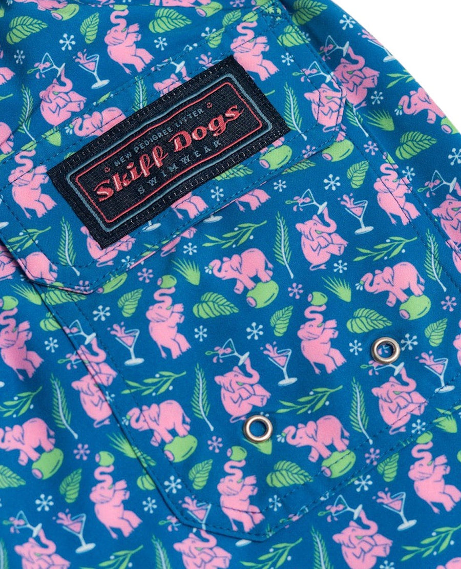 Pink Elephants: Swim Trunks - Blue