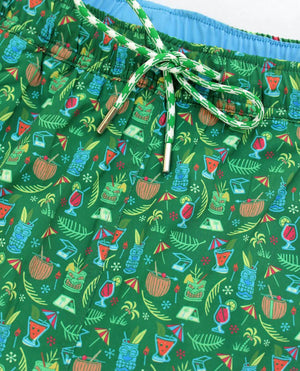 Tiki Happy Hour: Swim Trunks - Green (XL)