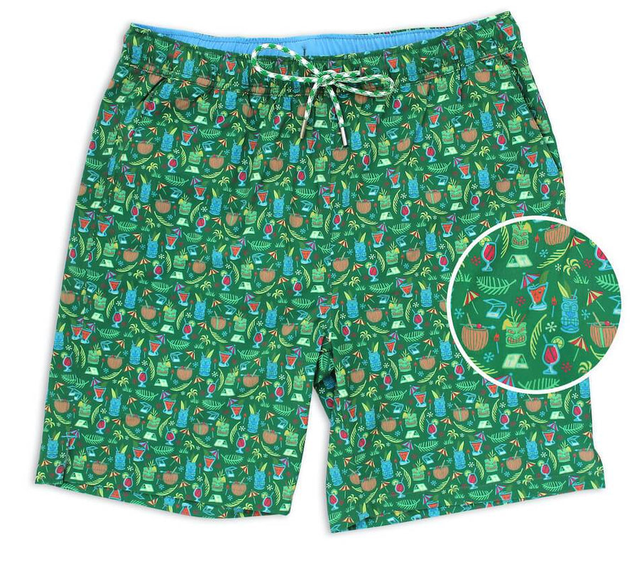 Tiki Happy Hour: Swim Trunks - Green (XL)