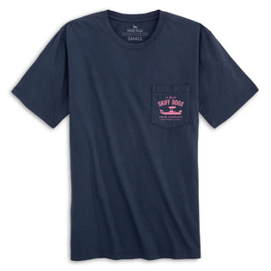 Skiff Dogs Hometown: Pocket Short Sleeve T-Shirt - Navy/Pink
