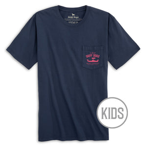 Skiff Dogs Hometown: Kid's Short Sleeve T-Shirt - Navy/Pink