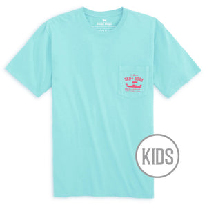 Skiff Dogs Hometown: Kid's Short Sleeve T-Shirt - Aquamarine/Fuchsia