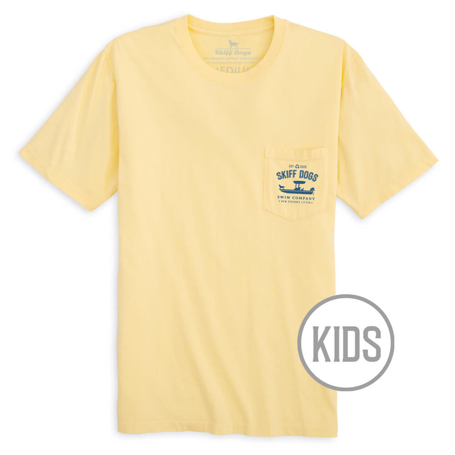 Skiff Dogs Hometown: Kid's Short Sleeve T-Shirt - Yellow/Blue