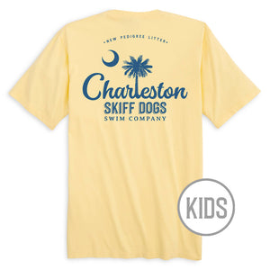 Skiff Dogs Hometown: Kid's Short Sleeve T-Shirt - Yellow/Blue