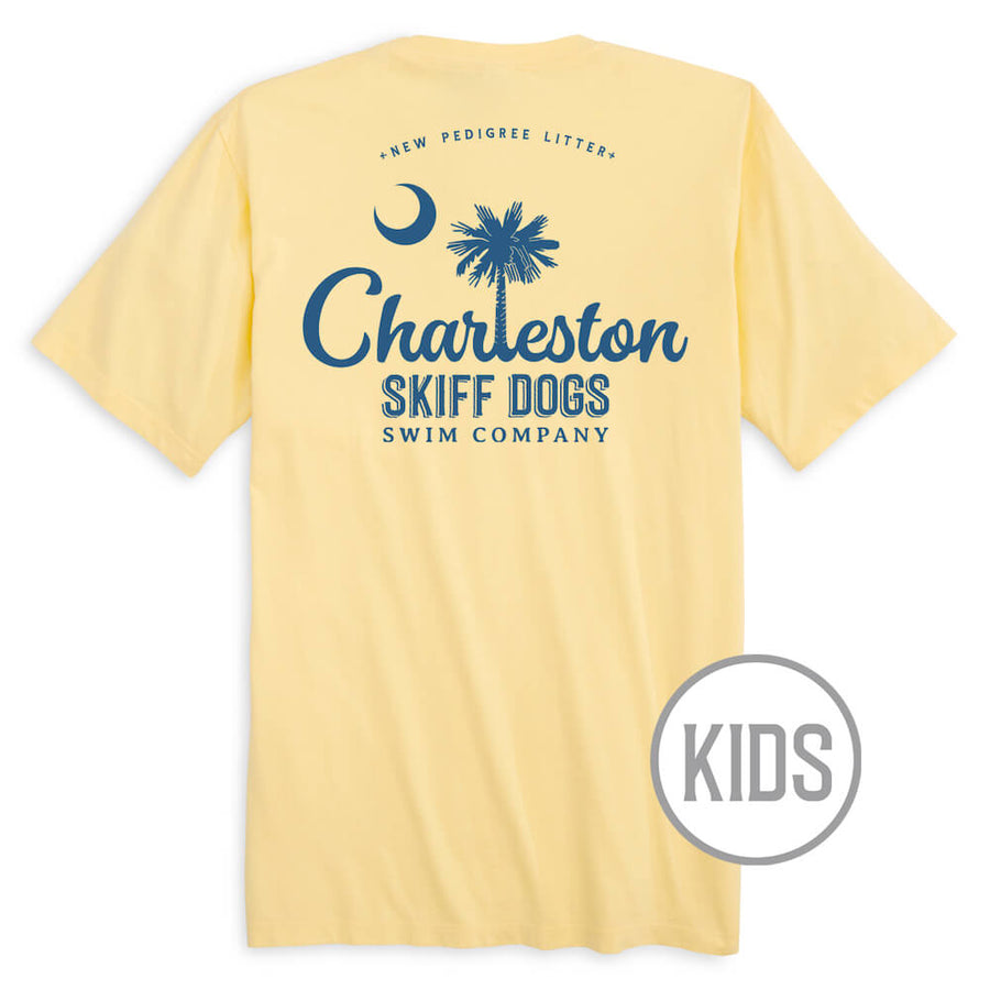 Skiff Dogs Hometown: Kid's Short Sleeve T-Shirt - Yellow/Blue