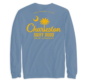 Skiff Dogs Hometown: Pocket Long Sleeve T-Shirt - Slate/Gold