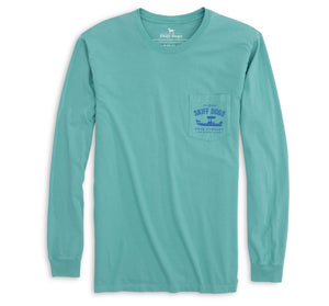 Skiff Dogs Hometown: Pocket Long Sleeve T-Shirt - Seafoam/Blue