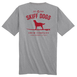 Hang Ten Hound: Pocket Short Sleeve T-Shirt - Gray/Red (S)