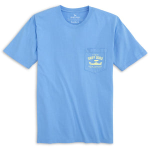 Skiff Dogs Hometown: Pocket Short Sleeve T-Shirt - Azure/Yellow