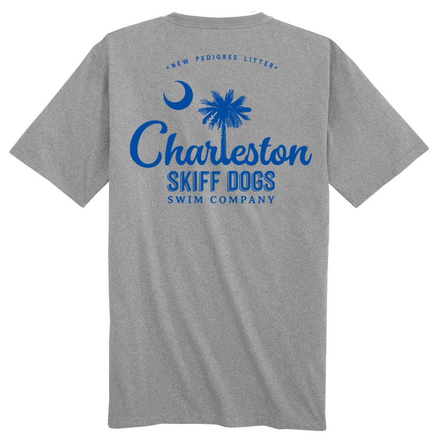 Skiff Dogs Hometown: Pocket Short Sleeve T-Shirt - Gray/Blue