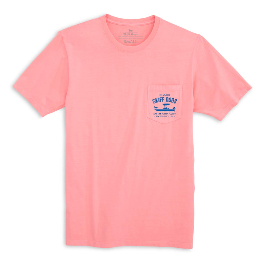 Skiff Dogs Hometown: Pocket Short Sleeve T-Shirt - Pink/Blue