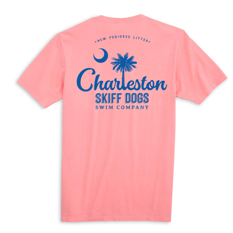 Skiff Dogs Hometown: Pocket Short Sleeve T-Shirt - Pink/Blue