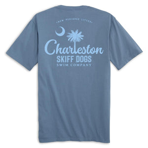 Skiff Dogs Hometown: Pocket Short Sleeve T-Shirt - Slate/Light Blue