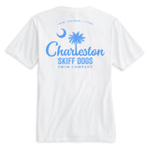 Skiff Dogs Hometown: Pocket Short Sleeve T-Shirt - White/Light Blue
