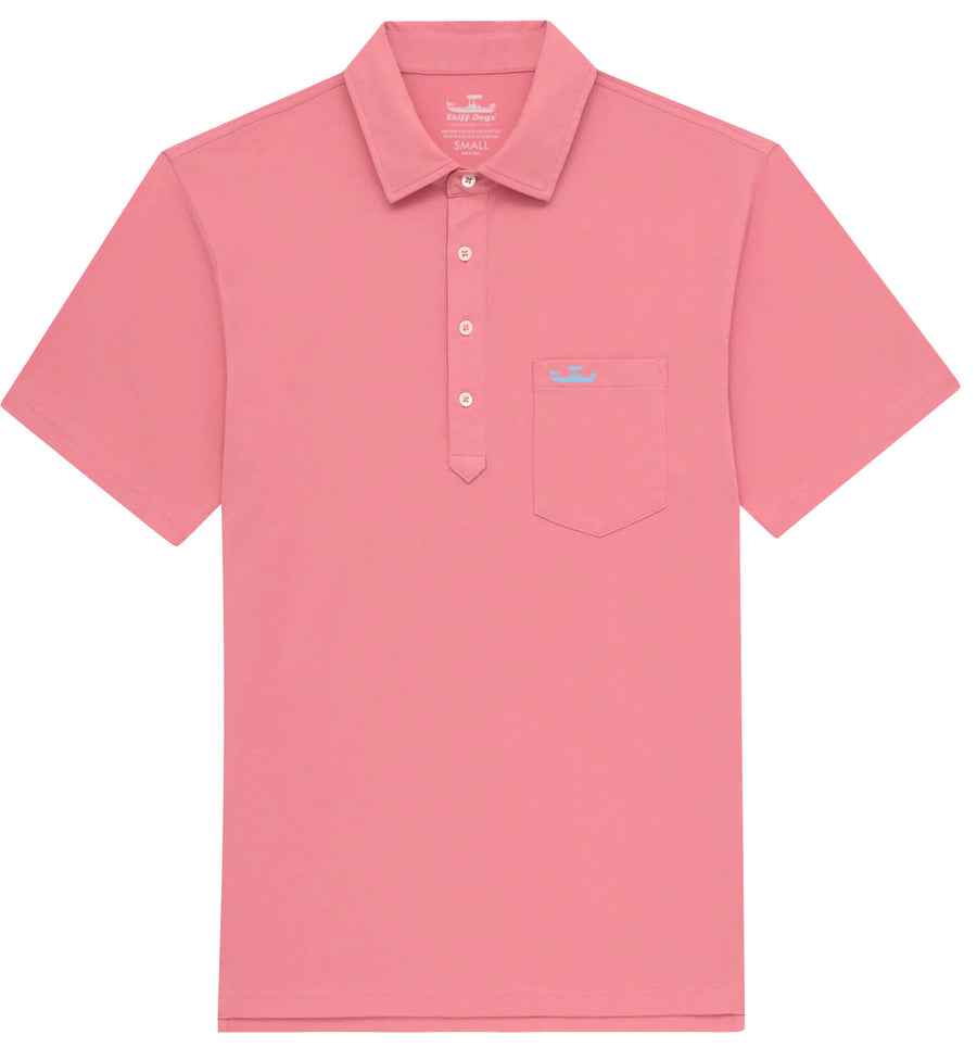 Upcycled Surf Polo: Skiff Dogs - Coral