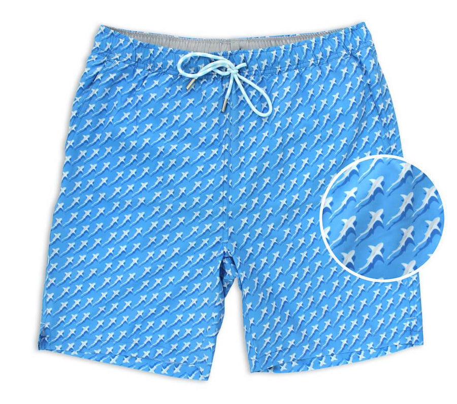 Reef Shark Rally: Swim Trunks - Light Blue