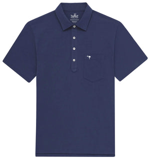 Upcycled Surf Polo: Palmetto Moon - Deep Blue