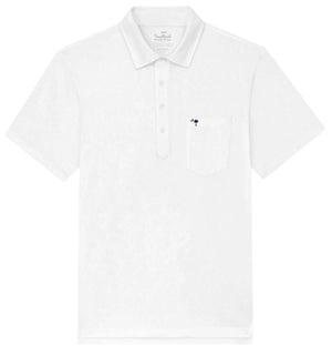 Upcycled Surf Polo: Palmetto Moon - White