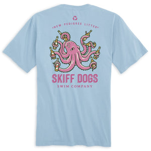 Open Bar Octopus: Pocket Short Sleeve T-Shirt - Chambray