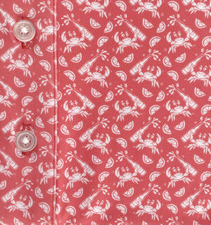 Upcycled Club Polo: Drunken Crab - Coral
