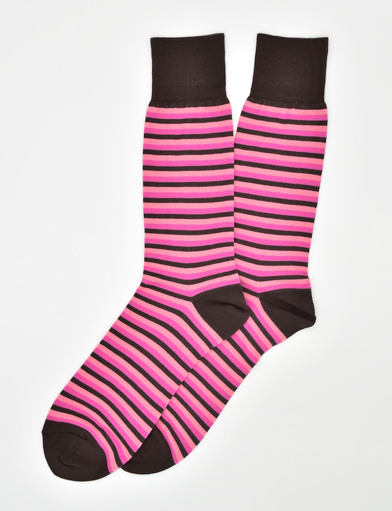 Triple Stripe: Socks - Chocolate/Pink