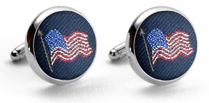 American Flag: Woven Silk Cufflinks - Navy