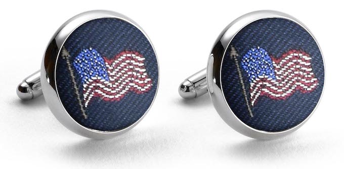American Flag: Woven Silk Cufflinks - Navy